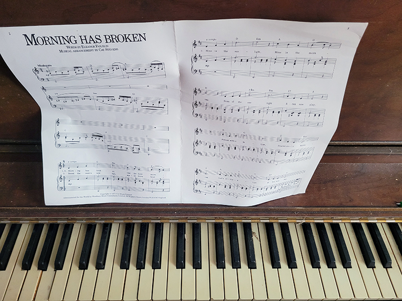 music sheet on the piano
