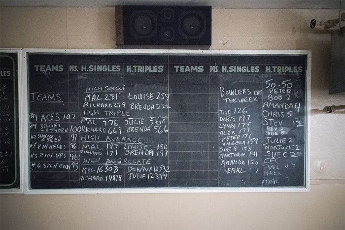 scores on a chalk board - Martin's Bowling