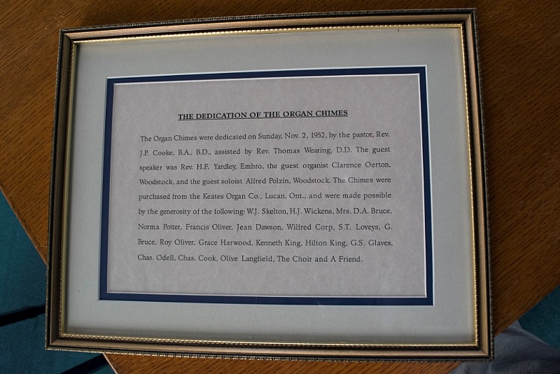 dedication of the organ chimes