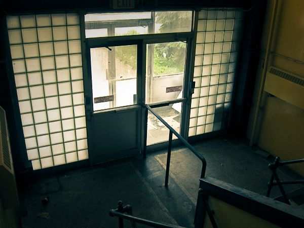 Abandoned McCormick's Biscuit Factory front entrance (2010)